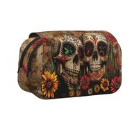LGHDFYO Estuche para bolígrafos con estampado de mariposas y calaveras de azúcar, soporte para bolígrafo hecho a mano, organizador de exhibición con cremallera, Negro, One Size, Art Deco