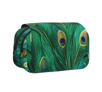 LGHDFYO Estuche para bolígrafos con estampado de plumas de pavo real, soporte para bolígrafo hecho a mano, organizador de exhibición con cremallera, Negro, One Size, Art Deco