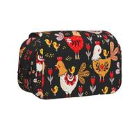 LGHDFYO Estuche para bolígrafos con estampado de pollos de gallo, soporte para bolígrafo hecho a mano, organizador de exhibición con cremallera, Negro, One Size, Art Deco