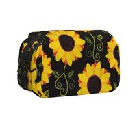 LGHDFYO Estuche para bolígrafos con estampado floral de girasoles, soporte para bolígrafo hecho a mano, organizador de exhibición con cremallera
