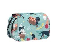 LGHDFYO Estuche para lápices con texto "Hot Dogs and Limonade" hecho a mano, organizador de exhibición con cremallera, color negro, talla única, art deco, Negro , talla única, Art Deco