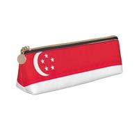 LGHDFYO Estuche triangular con bandera de Singapur, estuche para lápices de gran capacidad para hombres y mujeres, artistas, oficina en casa, Blanco, One Size, Moda