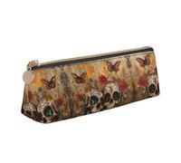 LGHDFYO Estuche triangular con calaveras y mariposas, gran capacidad, para hombres y mujeres, artistas, hogar, oficina, color blanco, talla única, a la moda, Blanco, talla única, De moda