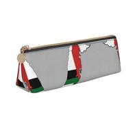 LGHDFYO Estuche triangular para lápices con mapa de la bandera del estado de Palestina 03, estuche de gran capacidad para hombres y mujeres, artistas, oficina en casa, Blanco, One Size, Moda