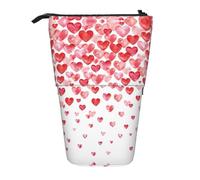 LGHDFYO Falling Red Hearts - Estuche telescópico para bolígrafos para mujeres y hombres, bonita bolsa de papelería de pie con cremallera para oficina, Negro, One Size, Moda