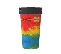 LGHDFYO Fantástica taza de café aislada con tapa con impresión de plumas de loro, taza de viaje de acero inoxidable, taza de café helado a prueba de fugas