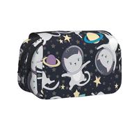 LGHDFYO Fun Cat Astronaut - Estuche para bolígrafos con diseño de astronauta, hecho a mano, organizador con cremallera, Negro, One Size, Art Deco