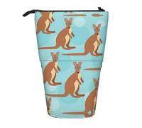 LGHDFYO Funny For Kangaroo Zoo - Estuche telescópico para bolígrafos para mujeres y hombres, bonita bolsa de papelería de pie con cremallera para oficina, Negro, One Size, Moda