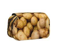 LGHDFYO Garden Potatoes - Estuche para bolígrafos con impresión de patatas, soporte para bolígrafo hecho a mano, organizador con cremallera, Negro, One Size, Art Deco