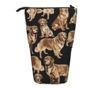 LGHDFYO Golden Retrievers - Estuche telescópico para mujer y hombre, diseño de rayas, con cremallera, para oficina, color negro, talla única, Negro , talla única, De moda