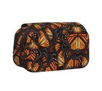LGHDFYO Heaps Of Orange Monarch Butterflies - Estuche para bolígrafos con estampado de mariposas monarca y soporte para bolígrafos hecho a mano, organizador con cremallera, Negro, One Size, Art Deco