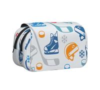 LGHDFYO Hockey Elements - Estuche para bolígrafos con estampado creativo, soporte para bolígrafo hecho a mano, organizador con cremallera, Negro, One Size, Art Deco
