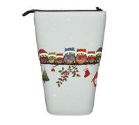 LGHDFYO Lindos búhos de Navidad en rama 1 paquete de estuche telescópico para mujeres y hombres, bonita bolsa de papelería de pie con cremallera para oficina, Negro, One Size, Moda