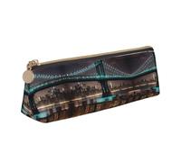 LGHDFYO New York Manhattan Bridge Night - Estuche triangular para lápices, gran capacidad, para hombres y mujeres, artistas, oficina en casa