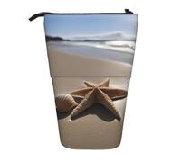 LGHDFYO Starfish Seashell Sandy Beach, 1 paquete de estuche telescópico para mujeres y hombres, bonita bolsa de papelería de pie con cremallera para oficina, Negro, One Size, Moda