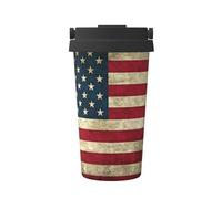 LGHDFYO Taza de café aislada con tapa con impresión de bandera estadounidense, taza de viaje de acero inoxidable, taza de café helado a prueba de fugas