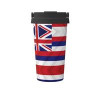 LGHDFYO Taza de café aislada con tapa y diseño de la bandera de Hawái, de acero inoxidable, a prueba de fugas, taza de café helado