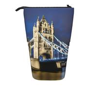 LGHDFYO Tower Bridge In London - Estuche telescópico para bolígrafos para mujeres y hombres, bonita bolsa de papelería de pie con cremallera para oficina, Negro, One Size, Moda