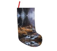 LGHHGY Beauty Deer - Medias de Navidad con estampado completo de ciervos de 18 pulgadas para colgar en la chimenea, decoración personalizada para fiestas navideñas