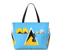 LGHHGY Bolsa de viaje de playa con estampado de bandera de las Bahamas de gran capacidad, ligera y duradera, perfecta para vacaciones y uso diario, Bandera de Santa Lucía, Talla única