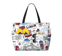 LGHHGY Bolsa de viaje de playa con estampado de husky siberiano de gran capacidad, ligera y duradera, perfecta para vacaciones y uso diario, londres, Talla única