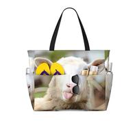 LGHHGY Bolsa de viaje de playa con estampado de perro pastor alemán de gran capacidad, ligera y duradera, perfecta para vacaciones y uso diario, Divertida lengua de oveja traviesa, lindo animal, Talla