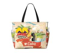 LGHHGY Bolsa de viaje de playa con estampado de tambor de jazz de gran capacidad, ligera y duradera, perfecta para vacaciones y uso diario, Isla de Cuba, Talla única