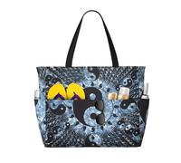 LGHHGY Bolsa de viaje de playa con estampado floral japonés de gran capacidad, ligera y duradera, perfecta para vacaciones y uso diario, Diagrama Ying Yang, Talla única