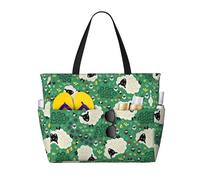 LGHHGY Bolsa de viaje de playa con estampado vintage de libélula de gran capacidad, ligera y duradera, perfecta para vacaciones y uso diario, Linda oveja de dibujos animados, Talla única