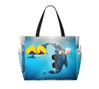 LGHHGY Bolsa de viaje de playa con impresión artística de caballos de gran capacidad, ligera y duradera, perfecta para vacaciones y uso diario, Patrón Kiss Dolphin Tale, Talla única