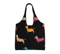 LGHHGY Bolsas de lona con estampado de cerdo rosa - Bolsa grande reutilizable para compras y almacenamiento para mujeres, perfecta para comestibles, viajes, Lindos perros salchicha, Talla única
