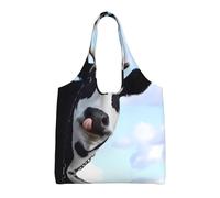 LGHHGY Bolsas de lona con estampado de dinosaurio, bolsa grande reutilizable para compras y almacenamiento para mujeres, perfecta para comestibles, viajes, Linda vaca., Talla única