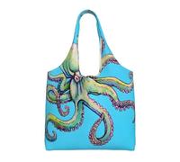 LGHHGY Bolsas de lona con estampado de huellas de perro, bolsa grande reutilizable para compras y almacenamiento para mujeres, perfecta para comestibles, viajes, Diseño de pulpo, Talla única