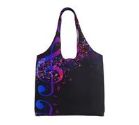 LGHHGY Bolsas de lona con estampado de huellas de perro, bolsa grande reutilizable para compras y almacenamiento para mujeres, perfecta para comestibles, viajes, Colorida nota musical de galaxia