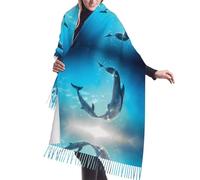 LGHHGY Bufanda con flecos para mujer, chal cálido con estampado de la era hacker, perfecto para otoño e invierno, accesorio de viaje de moda, Patrón Kiss Dolphin Tale, Talla única