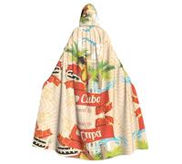 LGHHGY Disfraz de capa con capucha para Halloween, unisex, para adultos, capa estampada de isla de Cuba para cosplay, fiestas y eventos temáticos