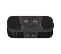 LGHHGY Estuche con estampado de piano y guitarra, organizador de bolígrafos, bolsa de papelería portátil para escuela, oficina y viajes, Black Cute Cat__æ Ǿï¼š, Talla única, Mochila escolar