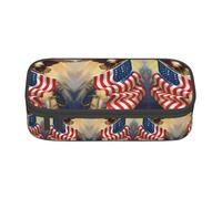 LGHHGY Estuche para lápices con estampado de baloncesto, organizador de bolígrafos multiusos, bolsa de papelería portátil para escuela, oficina y viajes, Bandera de Estados Unidos Eagle Art, Talla