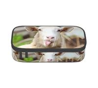 LGHHGY Estuche para lápices con estampado de caballos, organizador de bolígrafos multiusos, bolsa de papelería portátil para escuela, oficina y viajes, Divertida lengua de oveja traviesa, lindo animal
