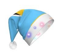 LGHHGY Gorro de Navidad unisex con LED, diseño de bandera de Santa Lucía, para adultos, perfecto para fiestas y uso diario