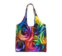 LGHHGY Grupo de bolsas de lona con estampado geométrico marroquí, bolsa grande reutilizable para compras y almacenamiento para mujeres, perfecta para comestibles, viajes, Rosa arcoíris, Talla única