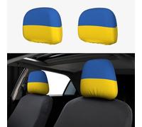 LGHHGY Juego de 2 fundas universales para reposacabezas de coche con estampado de bandera de Ucrania, protector de asiento elástico suave para furgonetas, SUV, camiones
