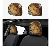 LGHHGY Juego de 2 fundas universales para reposacabezas de coche, diseño de brújula y mapa del viejo mundo, 2 unidades, suave, elástico, para furgonetas, SUV, camiones