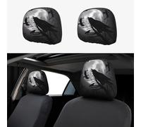 LGHHGY Juego de 2 fundas universales para reposacabezas de coche, diseño de cuervos y pájaros, protector de asiento elástico suave para furgonetas, SUV, camiones