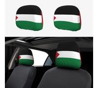 LGHHGY Juego de fundas universales para reposacabezas de coche con estampado de bandera del Estado de Palestina, 2 piezas, protector de asiento elástico suave para furgonetas, SUV, camiones