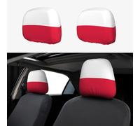 LGHHGY Juego de fundas universales para reposacabezas de coche con estampado de bandera polaca, 2 piezas, protector de asiento elástico suave para furgonetas, SUV, camiones
