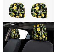 LGHHGY Juego de fundas universales para reposacabezas de coche con estampado de limones amarillos, 2 piezas, protector de asiento elástico suave para furgonetas, SUV, camiones