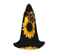 LGHHGY L - Capa unisex con capucha de Halloween para adultos, diseño de girasoles y mariposas, disfraz completo para fiestas, carnavales, exposiciones de cómics