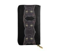 LGHHGY Slimfold - Cartera de piel con estampado de bandera irlandesa para mujer, elegante cartera de mano larga plegable con bolsillo para monedas, Black Cute Cat__æ Ǿï¼š, Talla única