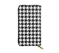 LGHHGY Slimfold - Cartera de piel con estampado de la bandera de Guatemala para mujer, elegante cartera larga plegable de tres pliegues con bolsillo para monedas, Pata de gallo negro, Talla única